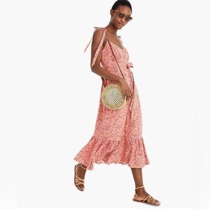 J Crew - Button-front midi dress with ruffle hem in soft rayon - Size 2